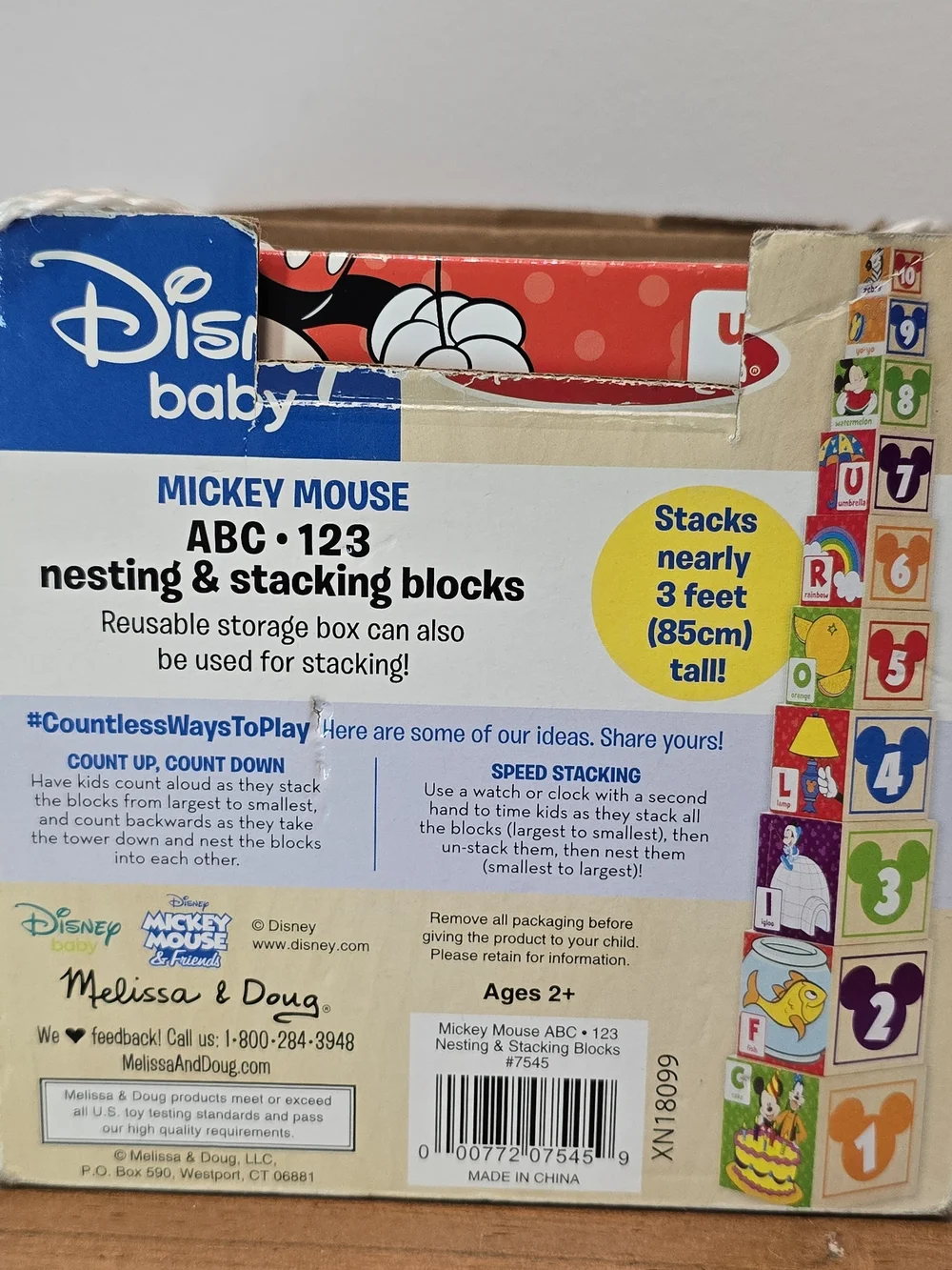 Melissa & Doug Mickey Alphabet Block Bag - Regular Wear See Pictures.